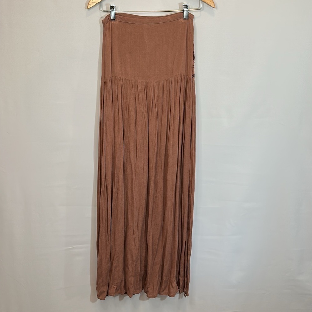 Japna Womens Size S Maxi Skirt Embroidered Side Zipper Slits Boho Hippie NWT - Picture 3 of 14